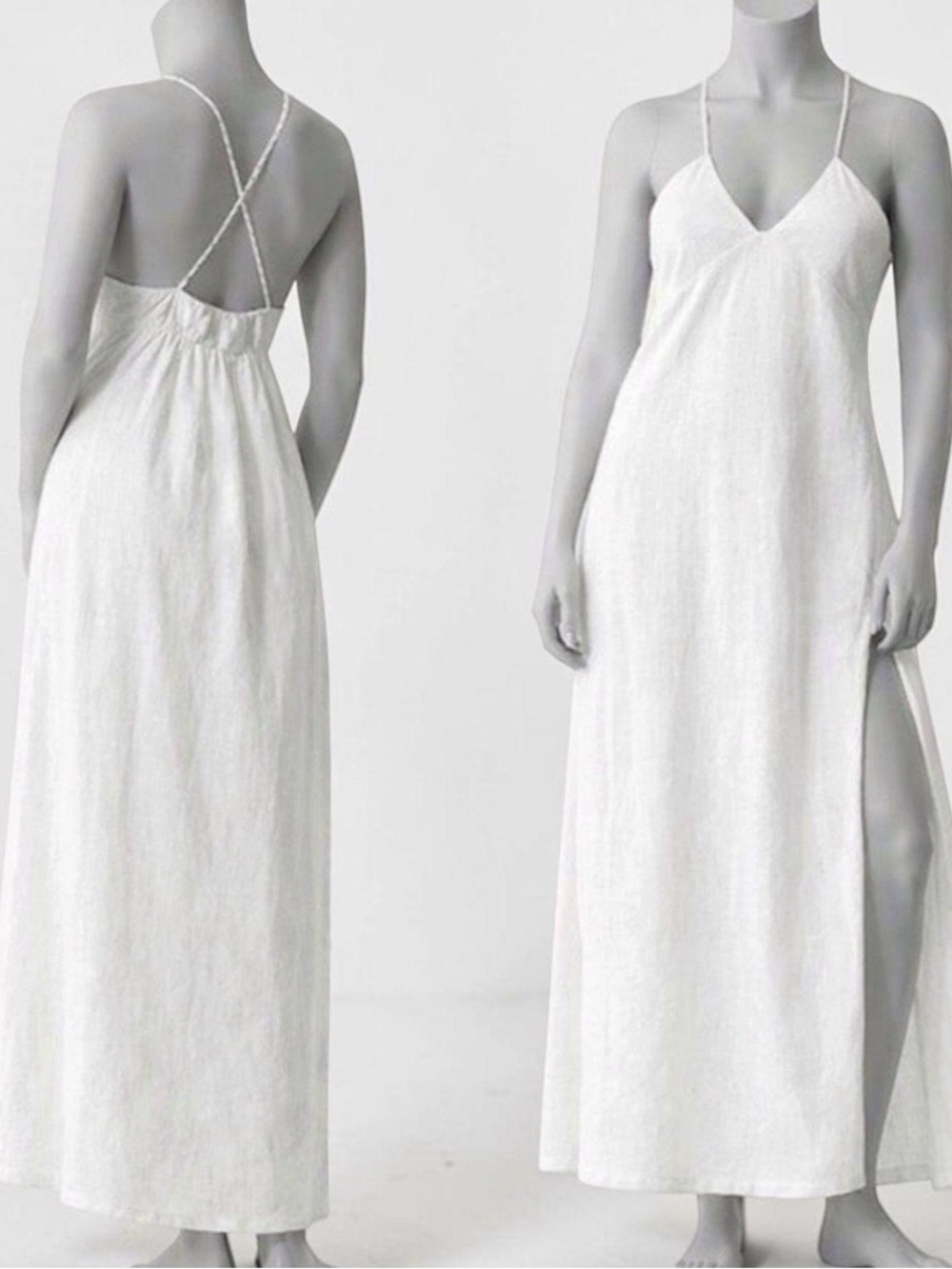 J. Crew White Spaghetti-Strap Maxi Dress with Side Slit